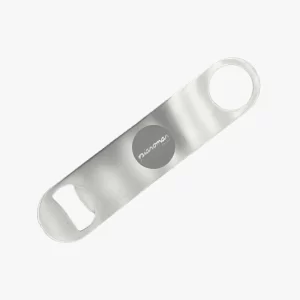 Graviruotas metalinis atidarytuvas su įmonės logotipu – lazerinis metalo graviravimas Vilniuje verslo dovanoms ir reklamai