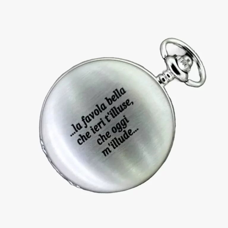 Graviruotas kišeninis laikrodis su vardu, data ar tekstu – lazerinis metalo graviravimas Vilniuje dovanoms ir progoms