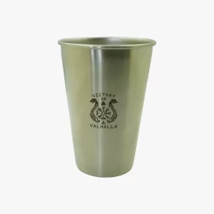 Graviruota metalinė stiklinė su tekstu ar logotipu – lazerinis metalo graviravimas Vilniuje dovanoms, reklamai ar progoms