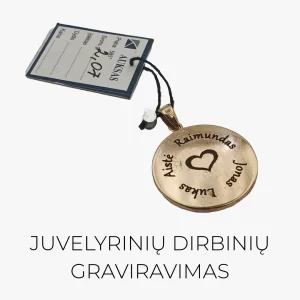 Graviruotas pakabukas dovanai – juvelyrinių dirbinių graviravimo lazeriu paslauga