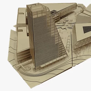 Architektūrinis maketas iš lazeriu pjautų faneros detalių – pjovimo lazeriu paslauga