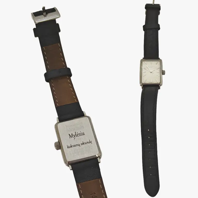 Graviruotas laikrodis su užrašu „Mylėsiu kiekvieną sekundę“ – graviravimo paslauga