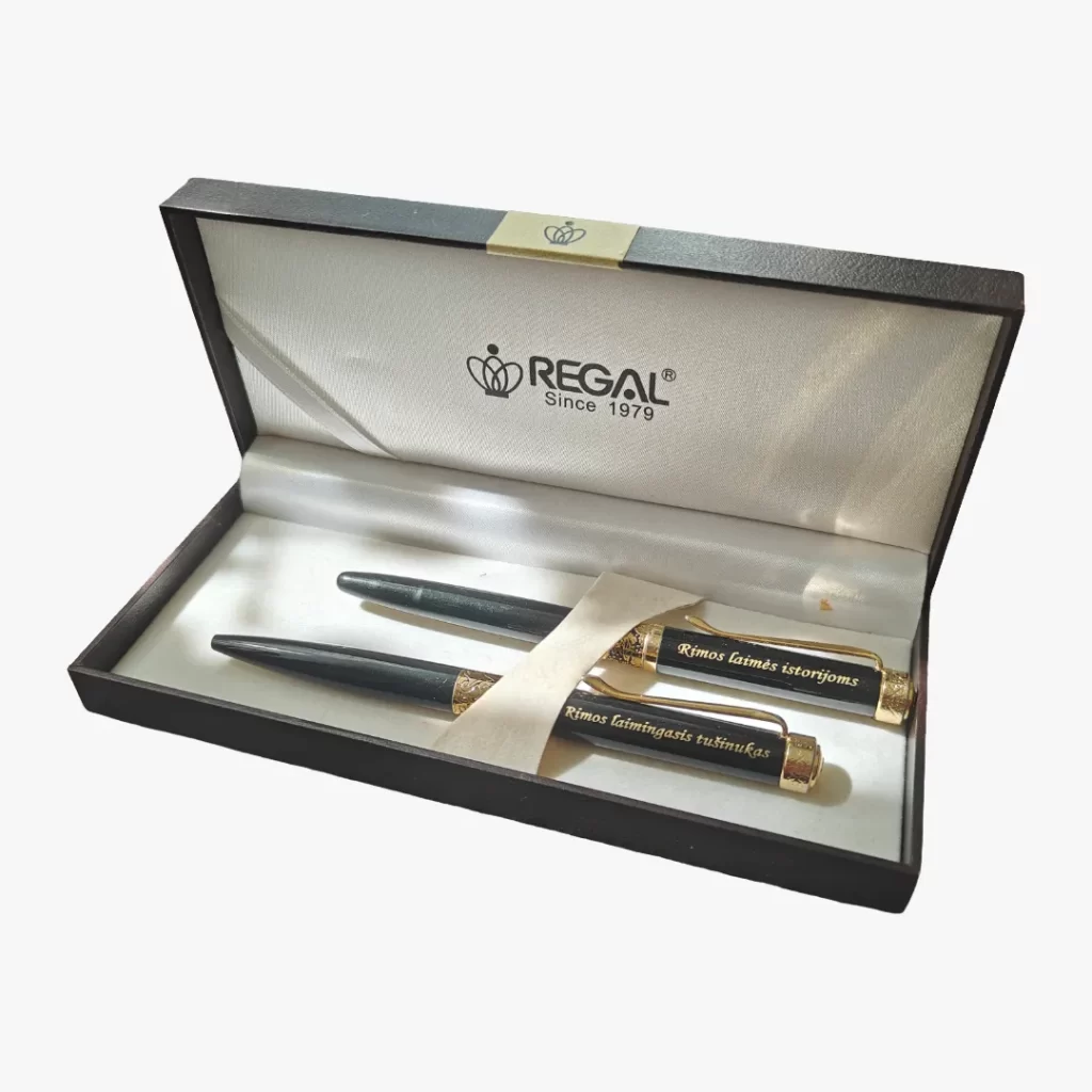 Graviruotas parkerių rinkinys dėžutėje – lazerinio graviravimo paslauga pagal individualų užsakymą