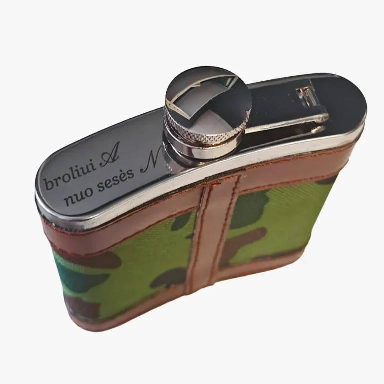 Lazeriu graviruota metalinė gertuvė su individualiu tekstu – personalizuota dovana