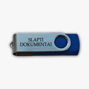 Graviruota USB atmintinė su tekstu Slapti Dokumentai — originali verslo ar asmeninė dovana